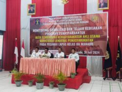 Kunjungan Kerja PK Ahli Utama Ditjen PAS Bambang Sumardiono, Sutrisman Bersama Imam Suyudi Ke Lapas Manado