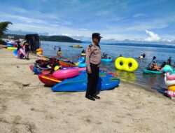 Patroli Ke Tempat Wisata Pantai, Polsek Balige Himbau Pengunjung Utamakan Keselamatan