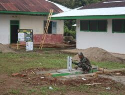 Satgas TMMD Ke-123 Kodim 0416/Bute Bangun Tiang Bendera Di Madrasah Ibtidaiyah Nurul Falah