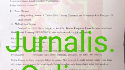 Aksi Demo Dewan Pimpinan Pusat BEM-TR Ditunda