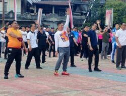 Bupati Nisel Sokhiatulo Laia Dan Wakil Bupati Nias Selatan, Yusuf Nache, Menghadiri Kegiatan Olahraga bersama Polres Nias Selatan