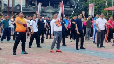 Bupati Nisel Sokhiatulo Laia Dan Wakil Bupati Nias Selatan, Yusuf Nache, Menghadiri Kegiatan Olahraga bersama Polres Nias Selatan